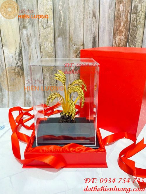 Biểu Trưng Cây Lúa Bằng Đồng Mạ Vàng 24K
