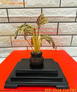 Biểu Trưng Cây Lúa Bằng Đồng Mạ Vàng 24K