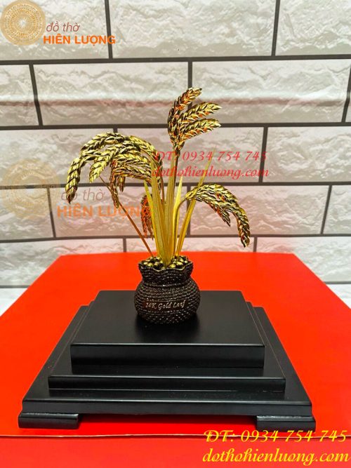 Biểu Trưng Cây Lúa Bằng Đồng Mạ Vàng 24K