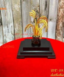 Biểu Trưng Cây Lúa Bằng Đồng Mạ Vàng 24K