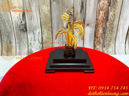 Biểu Trưng Cây Lúa Bằng Đồng Mạ Vàng 24K