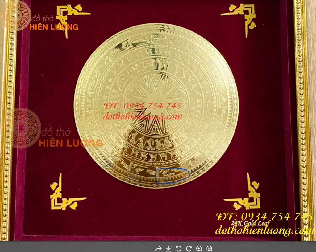 Tranh Trống Đồng Mạ Vàng 24K Để Bàn