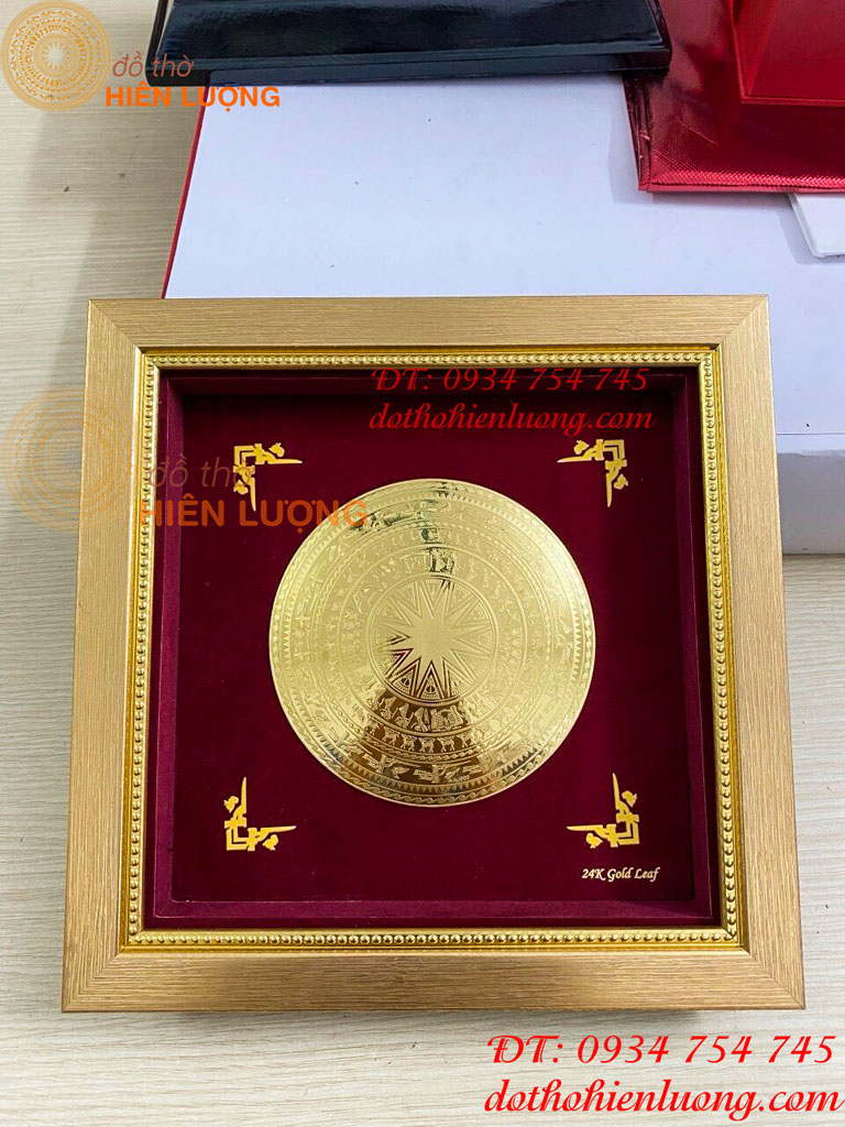 Tranh Trống Đồng Mạ Vàng 24K Để Bàn