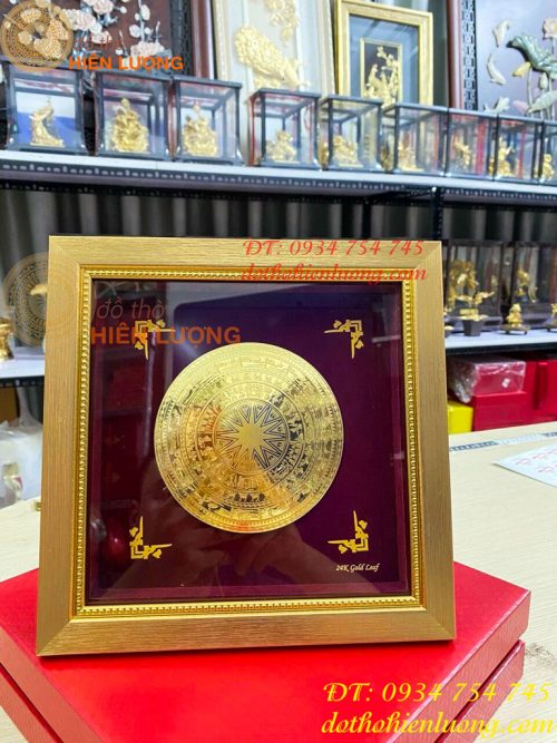 Tranh Trống Đồng Mạ Vàng 24K Để Bàn