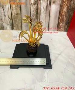Biểu Trưng Cây Lúa Bằng Đồng Mạ Vàng 24K