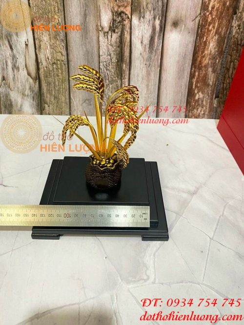 Biểu Trưng Cây Lúa Bằng Đồng Mạ Vàng 24K
