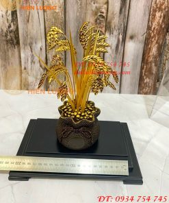 Biểu Trưng Cây Lúa Bằng Đồng Mạ Vàng 24K