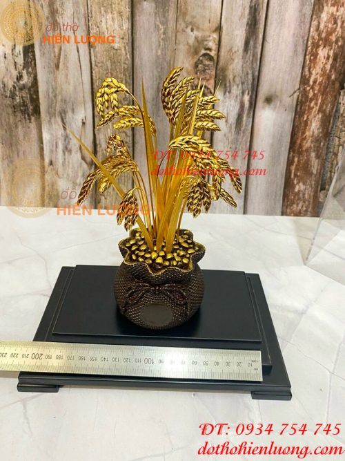 Biểu Trưng Cây Lúa Bằng Đồng Mạ Vàng 24K