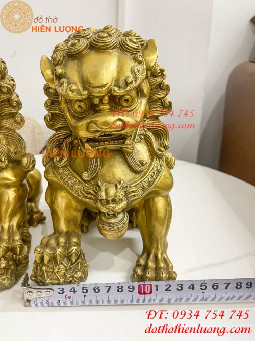 Đôi Nghê Ngồi Bằng Đồng Cao 22cm Phong Thủy