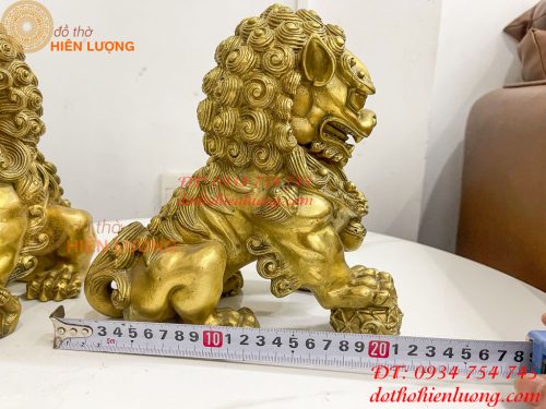 Đôi Nghê Ngồi Bằng Đồng Cao 22cm Phong Thủy