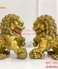 Đôi Nghê Ngồi Bằng Đồng Cao 22cm Phong Thủy
