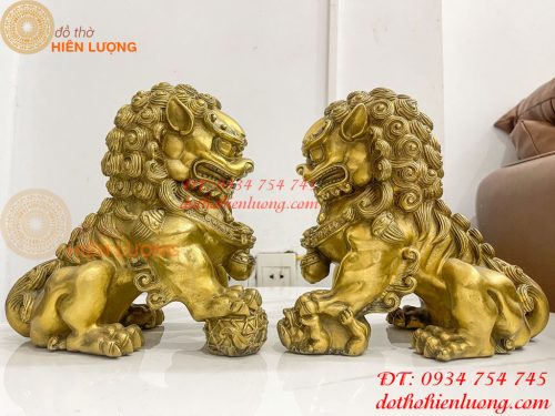 Đôi Nghê Ngồi Bằng Đồng Cao 22cm Phong Thủy