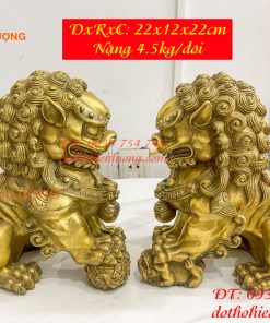 Đôi Nghê Ngồi Bằng Đồng Cao 22cm Phong Thủy