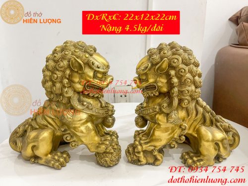 Đôi Nghê Ngồi Bằng Đồng Cao 22cm Phong Thủy