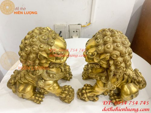 Đôi Nghê Ngồi Bằng Đồng Cao 22cm Phong Thủy