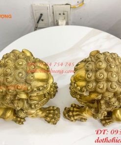 Đôi Nghê Ngồi Bằng Đồng Cao 22cm Phong Thủy