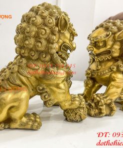 Đôi Nghê Ngồi Bằng Đồng Cao 22cm Phong Thủy