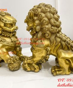 Đôi Nghê Ngồi Bằng Đồng Cao 22cm Phong Thủy
