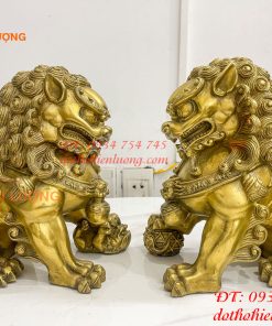 Đôi Nghê Ngồi Bằng Đồng Cao 22cm Phong Thủy