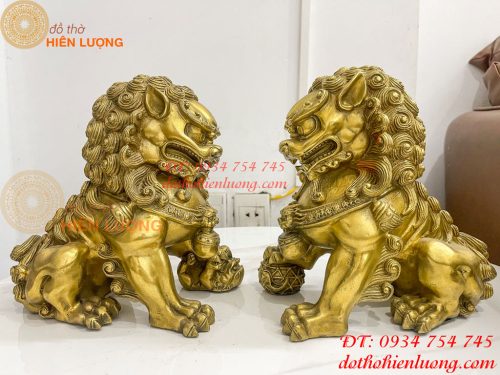 Đôi Nghê Ngồi Bằng Đồng Cao 22cm Phong Thủy