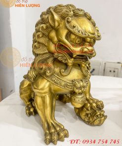 Đôi Nghê Ngồi Bằng Đồng Cao 22cm Phong Thủy