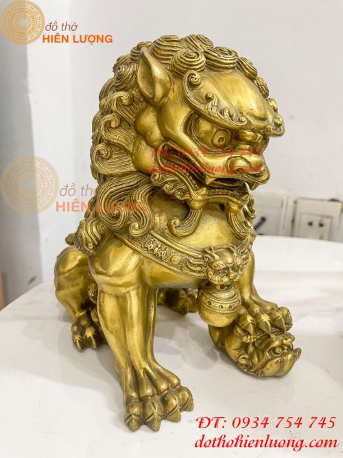 Đôi Nghê Ngồi Bằng Đồng Cao 22cm Phong Thủy