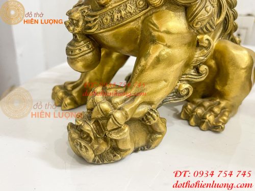 Đôi Nghê Ngồi Bằng Đồng Cao 22cm Phong Thủy