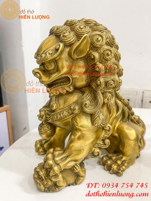Đôi Nghê Ngồi Bằng Đồng Cao 22cm Phong Thủy