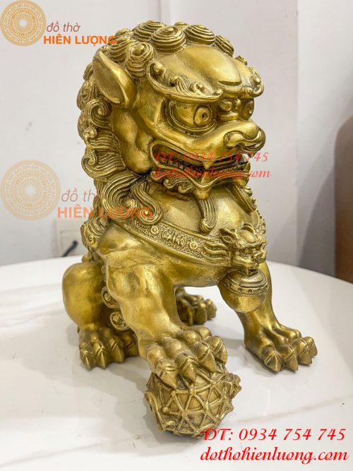 Đôi Nghê Ngồi Bằng Đồng Cao 22cm Phong Thủy