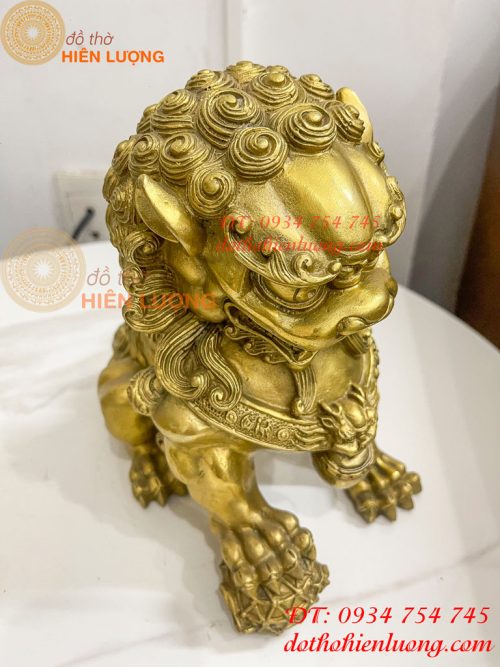 Đôi Nghê Ngồi Bằng Đồng Cao 22cm Phong Thủy