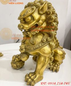 Đôi Nghê Ngồi Bằng Đồng Cao 22cm Phong Thủy