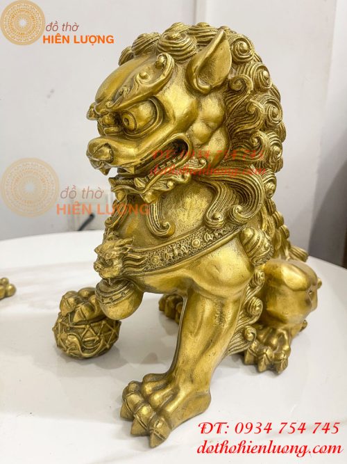 Đôi Nghê Ngồi Bằng Đồng Cao 22cm Phong Thủy