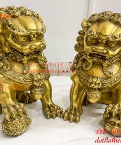 Đôi Nghê Ngồi Bằng Đồng Cao 22cm Phong Thủy