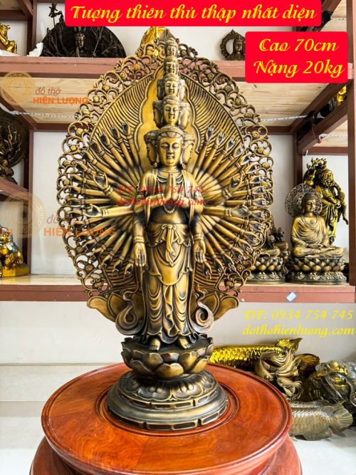 Tượng Thiên Thủ Thập Nhất Diện Bằng Đồng Cao 70cm