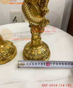 Đôi Chân Nến Rồng Cuộn Bằng Đồng Cao 38cm