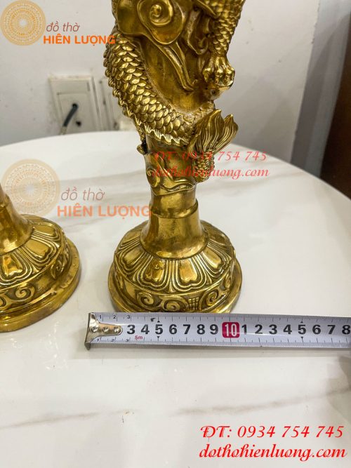 Đôi Chân Nến Rồng Cuộn Bằng Đồng Cao 38cm