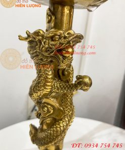 Đôi Chân Nến Rồng Cuộn Bằng Đồng Cao 38cm