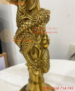 Đôi Chân Nến Rồng Cuộn Bằng Đồng Cao 38cm