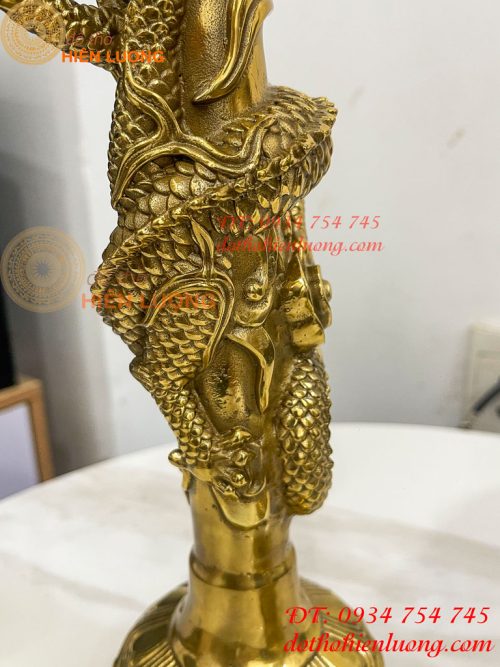 Đôi Chân Nến Rồng Cuộn Bằng Đồng Cao 38cm