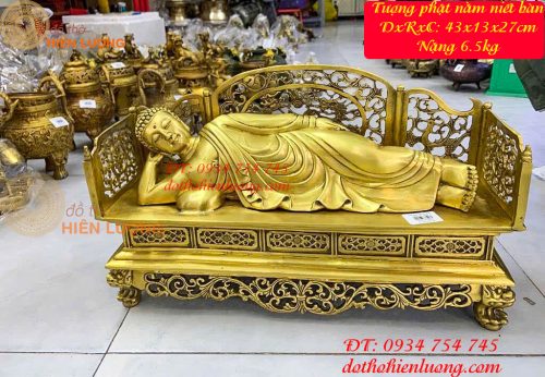 Tượng Phật Nằm Niết Bàn Bằng Đồng Dài 43cm