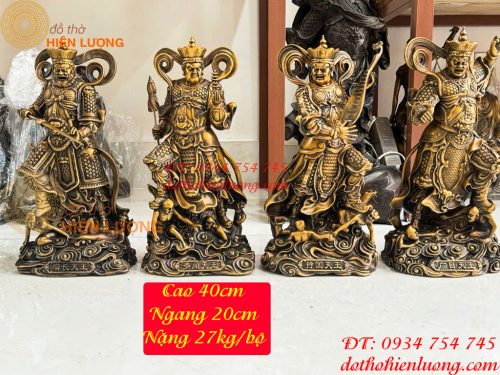 Bộ Tứ Đại Thiên Vương Cao 40cm Bằng Đồng Hun