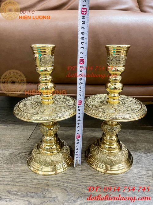 Đôi Chân Nến Số 2 Bằng Đồng Vĩnh Tiến Cao 34cm