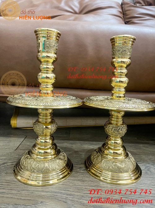 Đôi Chân Nến Số 2 Bằng Đồng Vĩnh Tiến Cao 34cm