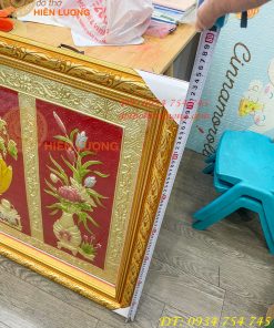 Tranh Mâm Ngũ Quả 72x117cm Bằng Đồng Thờ Cúng