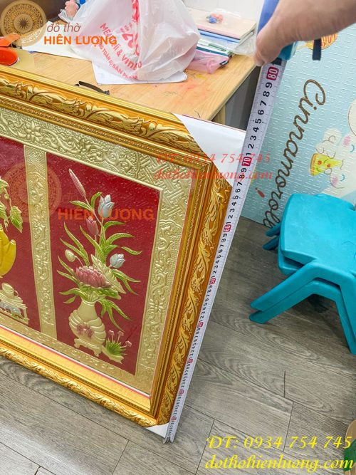Tranh Mâm Ngũ Quả 72x117cm Bằng Đồng Thờ Cúng