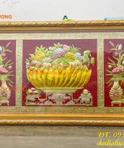 Tranh Mâm Ngũ Quả 72x117cm Bằng Đồng Thờ Cúng
