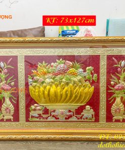 Tranh Mâm Ngũ Quả 72x117cm Bằng Đồng Thờ Cúng