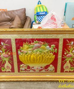 Tranh Mâm Ngũ Quả 72x117cm Bằng Đồng Thờ Cúng