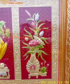Tranh Mâm Ngũ Quả 72x117cm Bằng Đồng Thờ Cúng