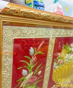 Tranh Mâm Ngũ Quả 72x117cm Bằng Đồng Thờ Cúng